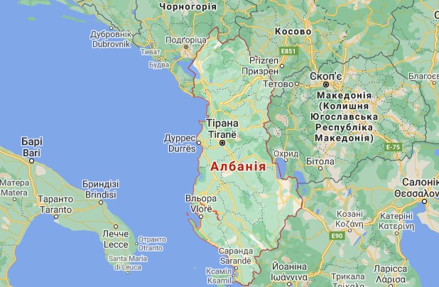 Албанія на карті